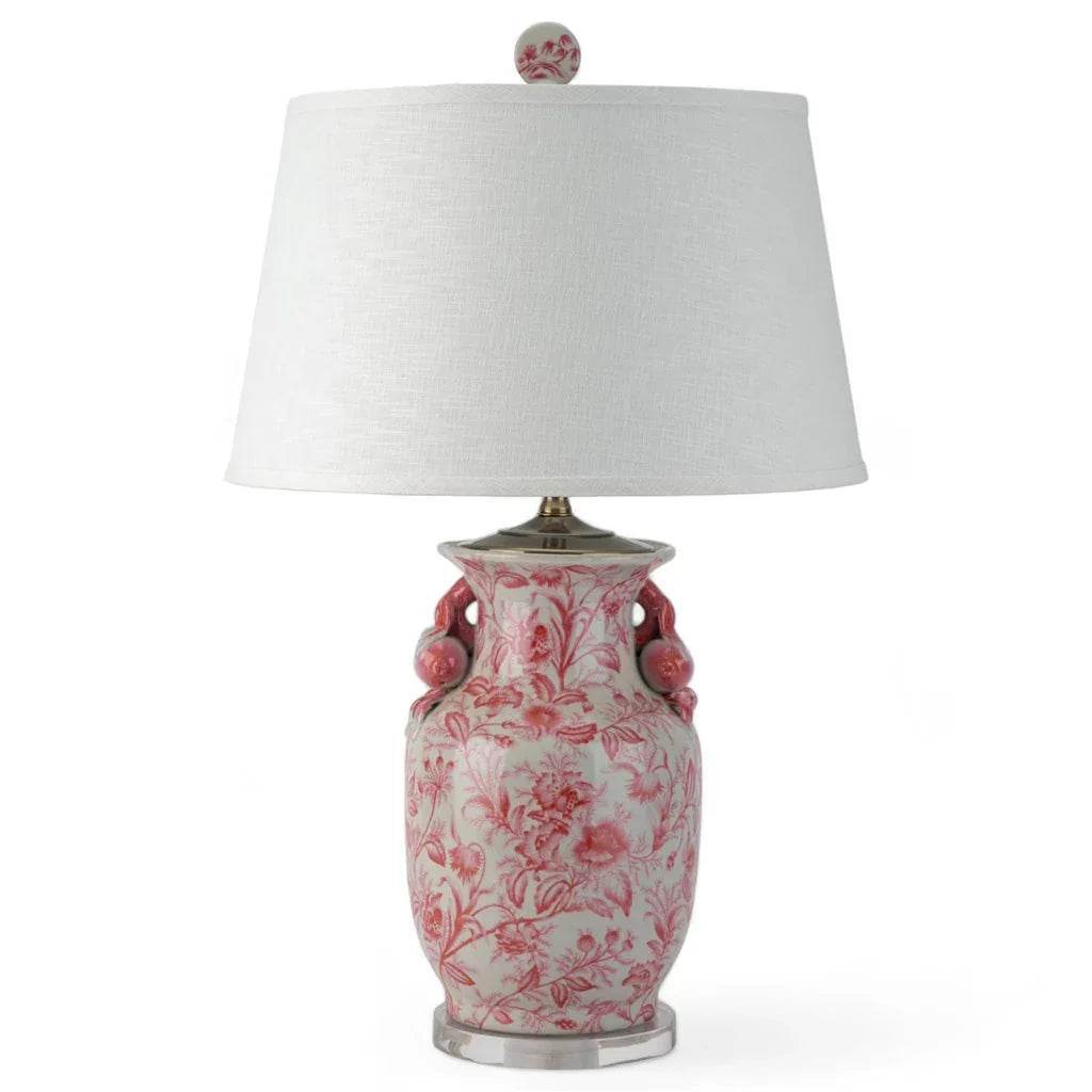 Mesa Pink Primrose Porcelain Table Lamp with Brass Accents