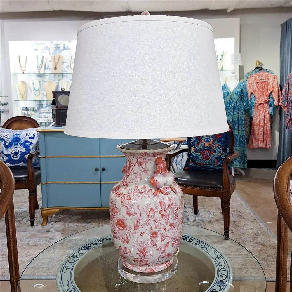 Mesa Pink Primrose Porcelain Table Lamp with Brass Accents