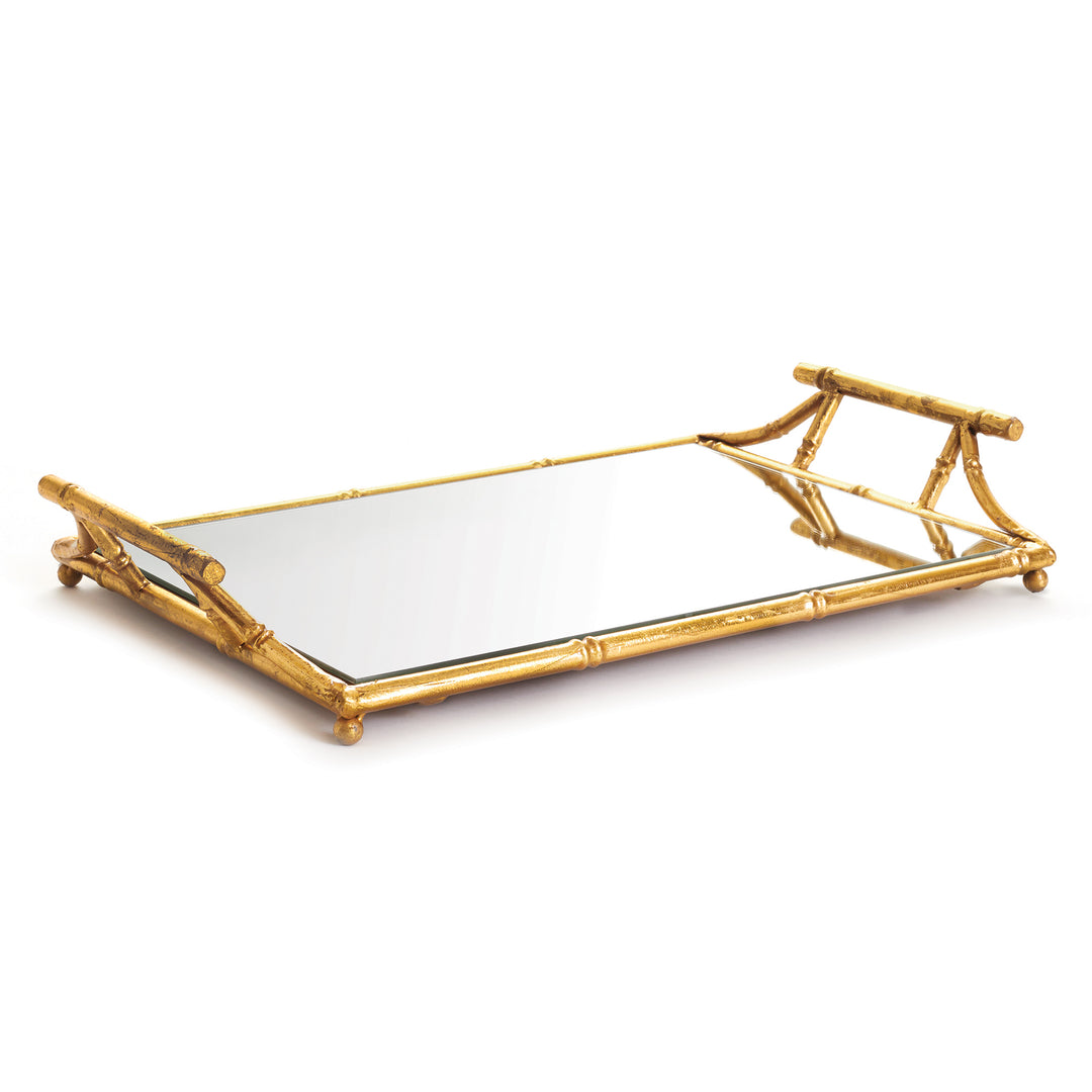 Daafan Antique Gold Mirrored Tray With Handles