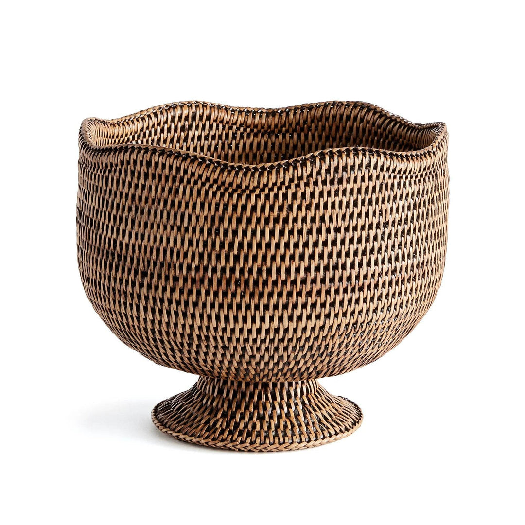 Burma Brown Rattan Footed Cache Planter Pot
