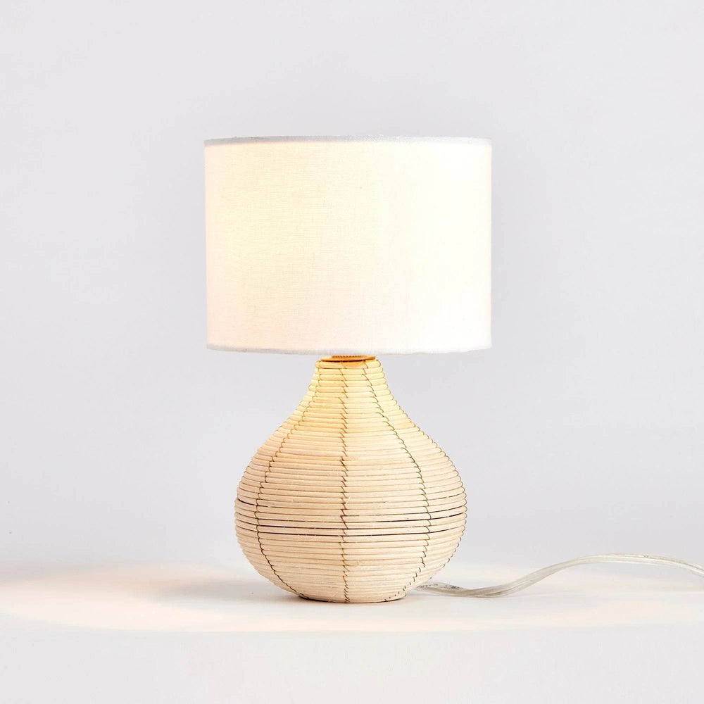 Mini Rattan Table Lamp with Light on