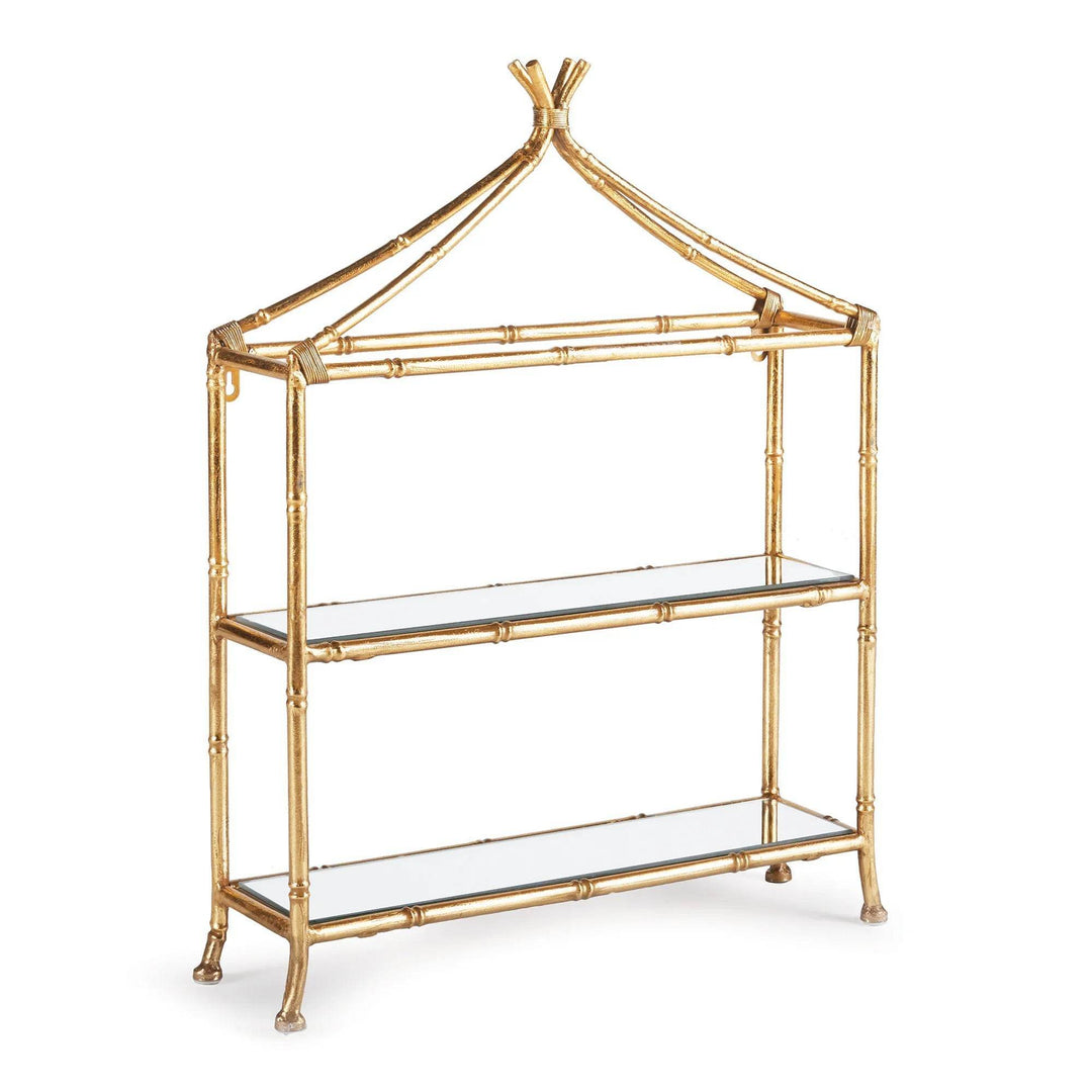 Elegant 2-Tier Gold Curio Shelf for Small Spaces