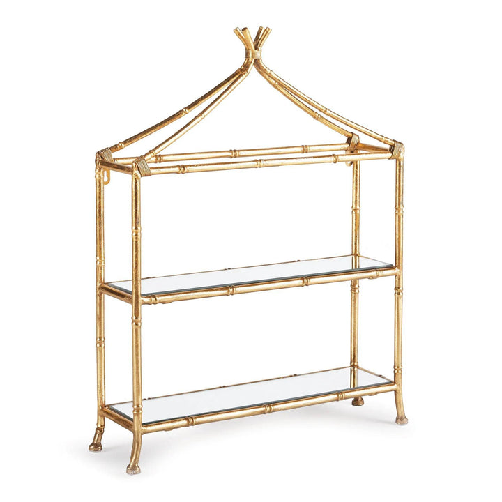 Elegant 2-Tier Gold Curio Shelf for Small Spaces