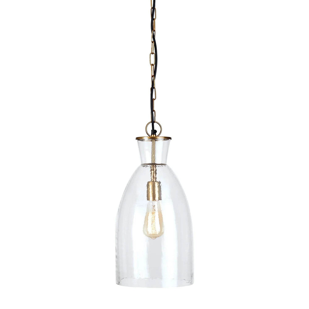 Traditional Large Brass and Seeded Glass Island Pendant Light