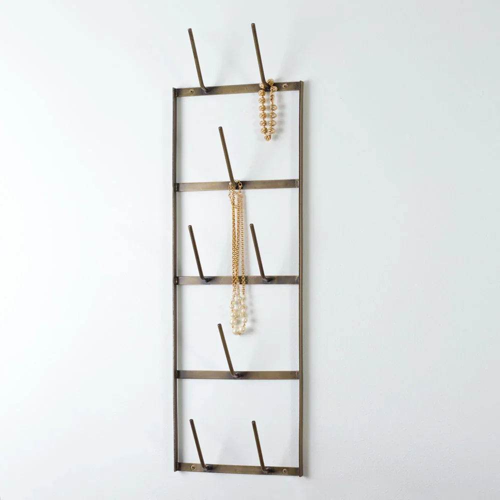 Narrow Mug Holder Wall Decor in Antique Brass - Delamere Design