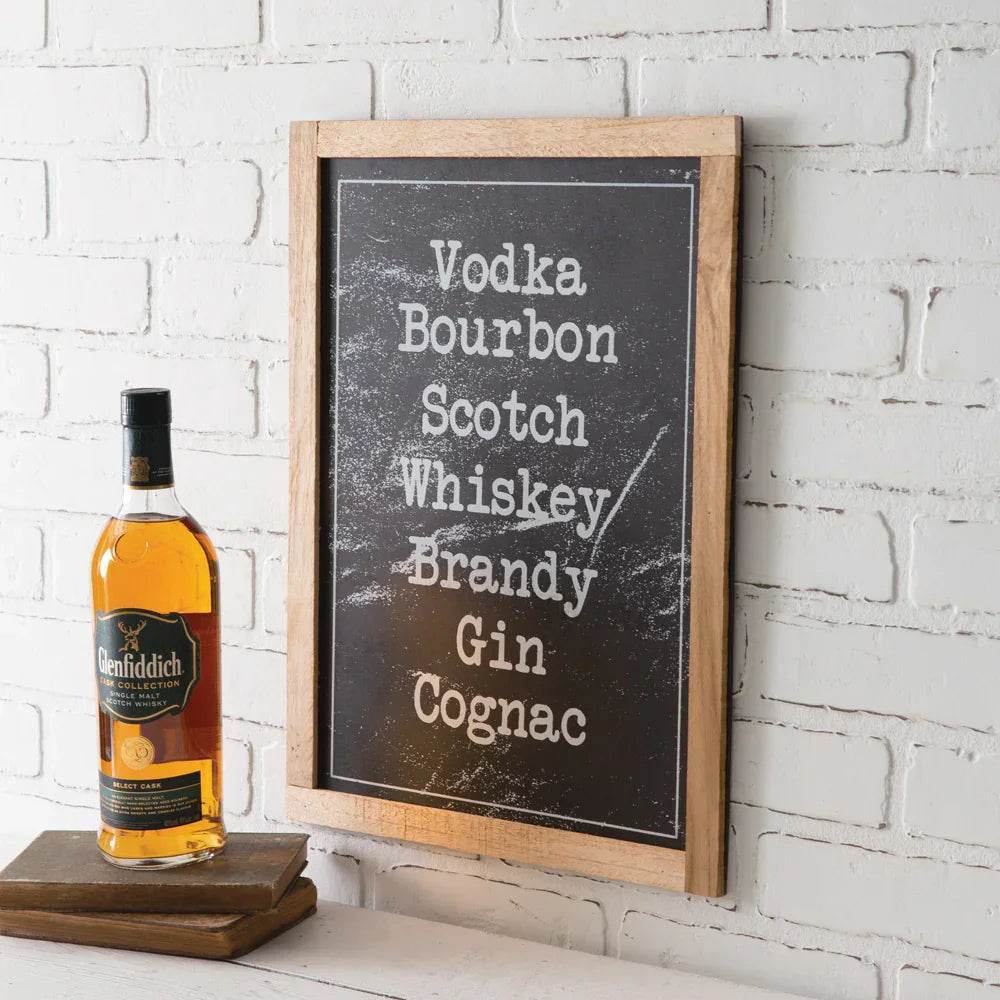 Wood Framed Drink Menu Wall Art - Delamere Design