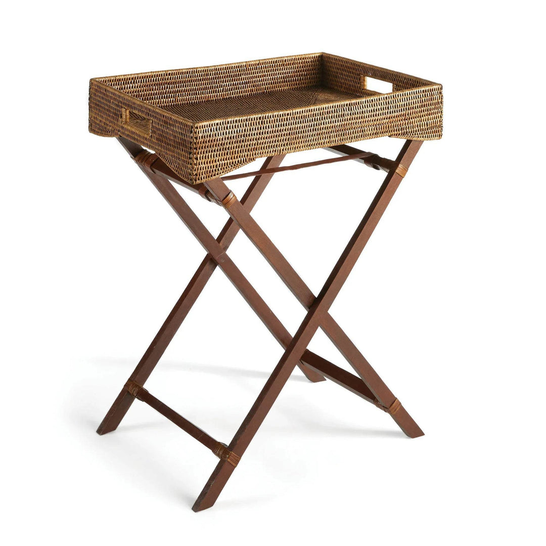 Burma Brown Rattan Butler Tray Table