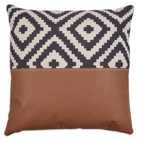 Switching up your space is a breeze with our Aztec Western Throw Pillow. It provides texture to a sofa or bed and evokes a western ambiance. Pillow is made of genuine leather and cotton with a polyfil insert.