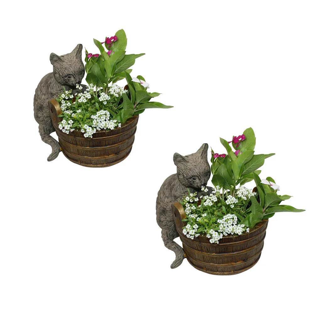 outdoor cat plant pot Whimsical Cat Planters, Set of 2 – Delamere Design