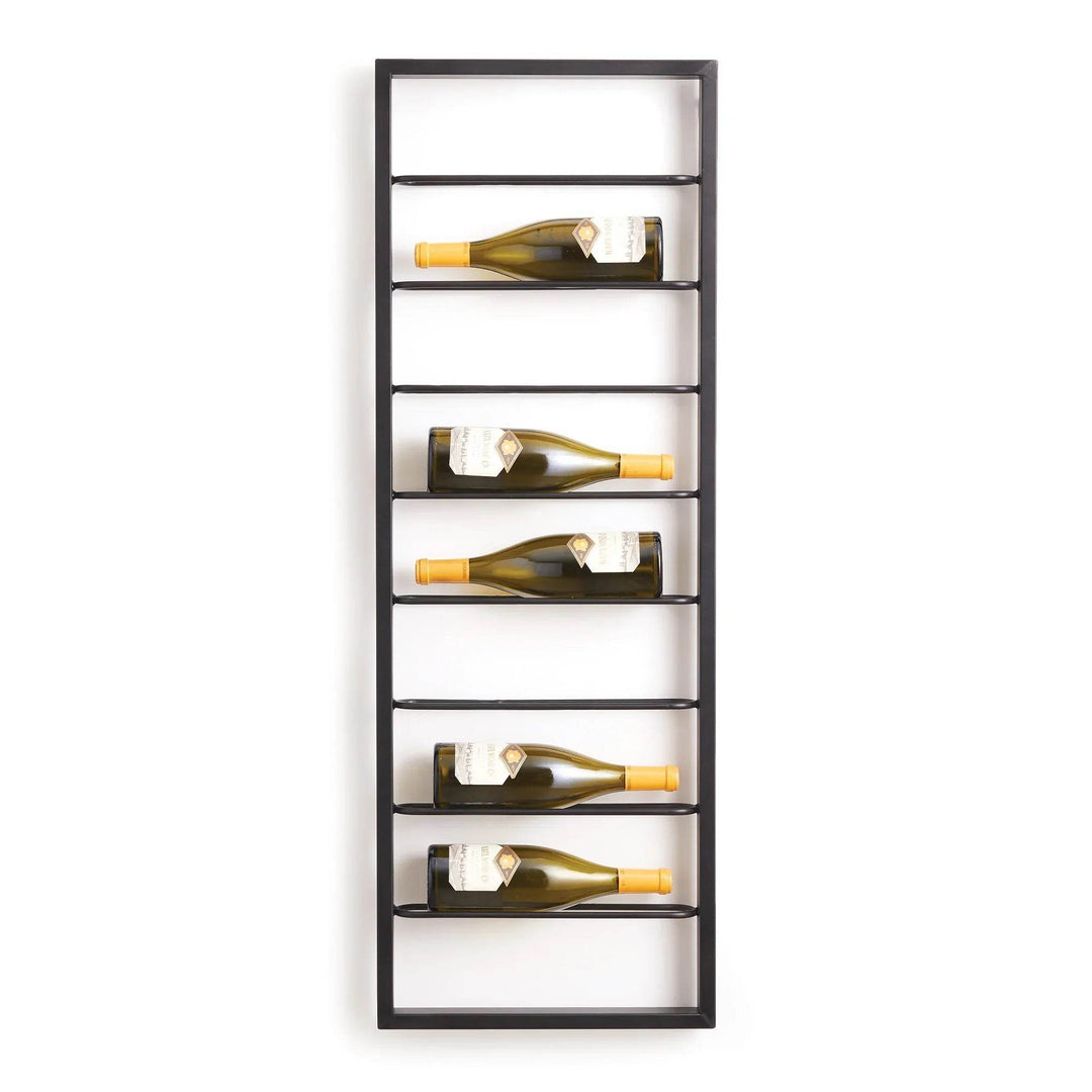 Modern Wall-Mounted 8-Bottle Wine Rack in Sleek Black