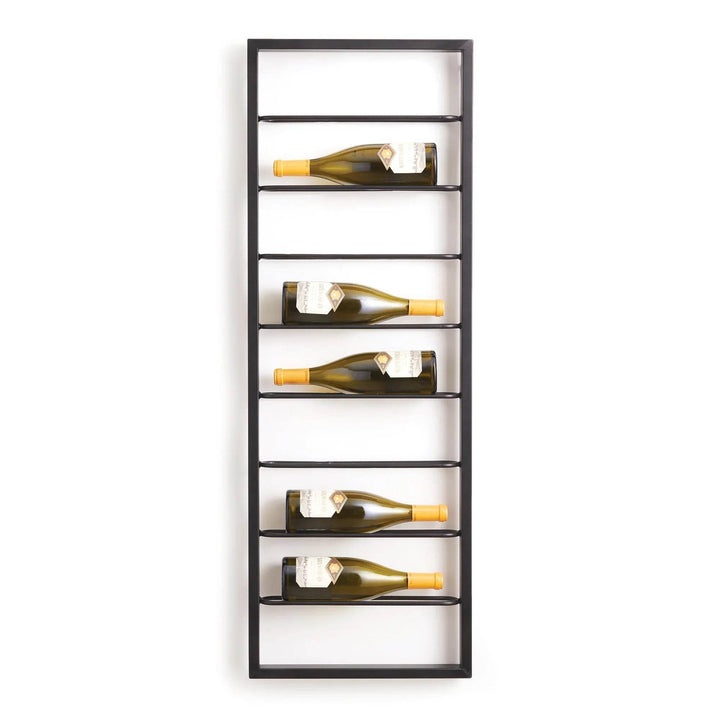 Modern Wall-Mounted 8-Bottle Wine Rack in Sleek Black