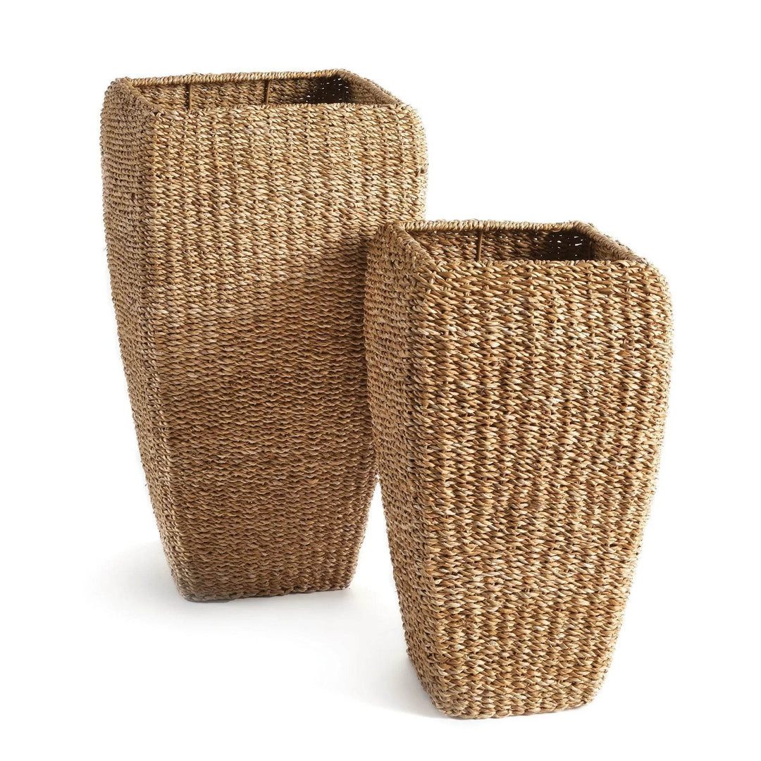 Seagrass Tall Square Planters, Set Of 2