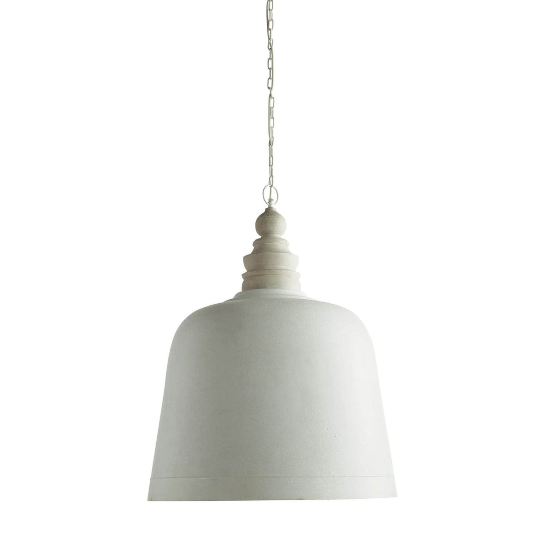 Large White Matte Dome Pendant Light with Gold Interior