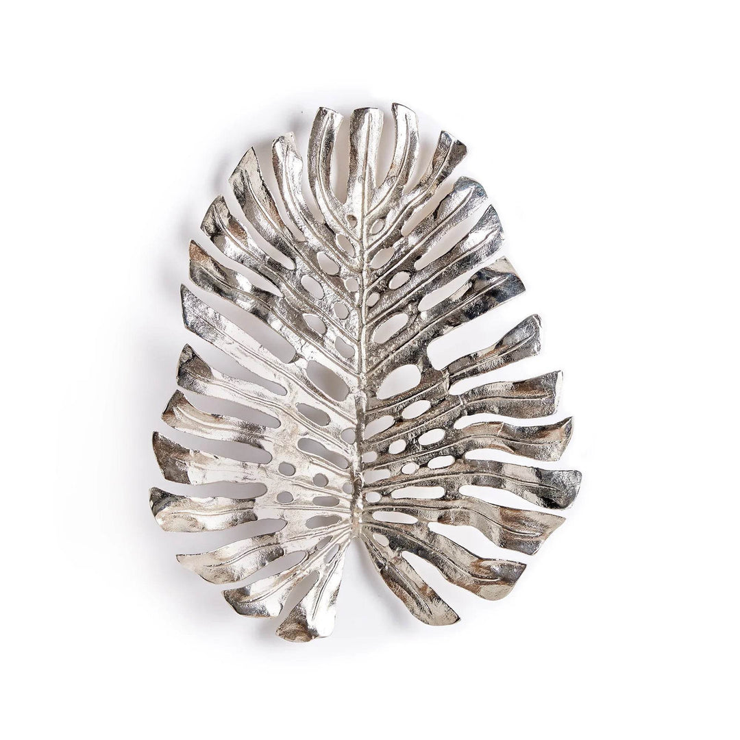 Silver Small Leaf Wall Decor Cast Aluminum Modern Accent