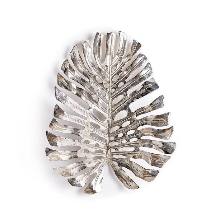 Silver Small Leaf Wall Decor Cast Aluminum Modern Accent