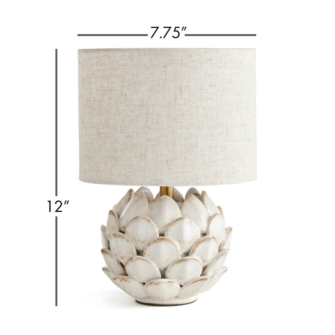 Elegant Mini Ceramic Artichoke Lamp with Linen Shade