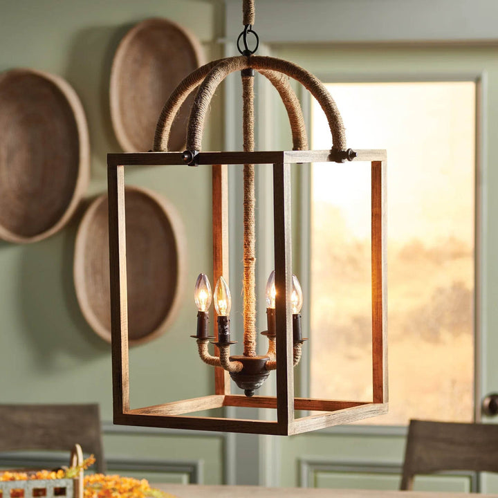 Rustic Brown Chandelier with Honey Finish and Minimalist Design