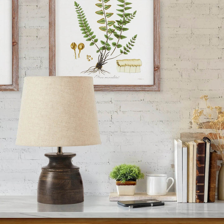 Petite Washed Black Mango Wood Table Lamp