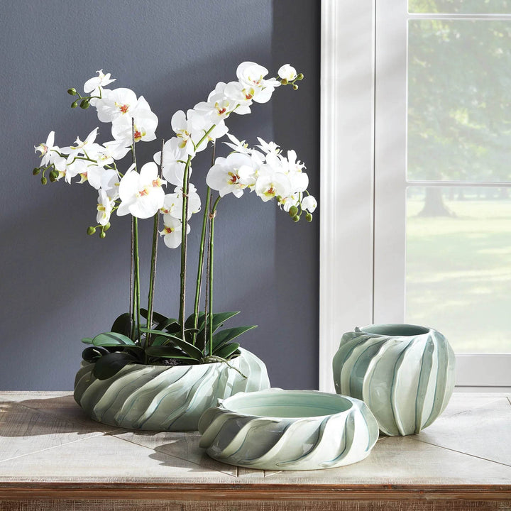 Faux White Moth Orchid Bowl Drop-In