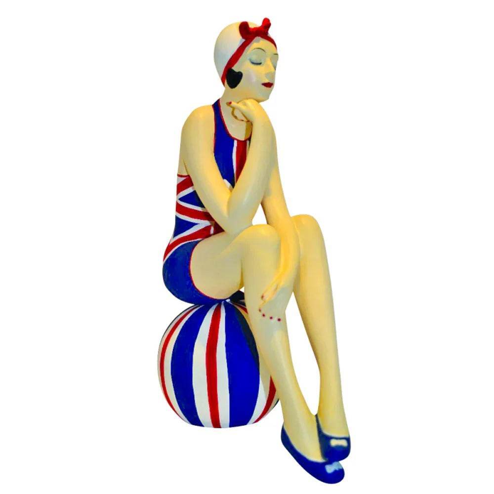 Bathing Beauty Figurine in a Union Jack Bathing Suit