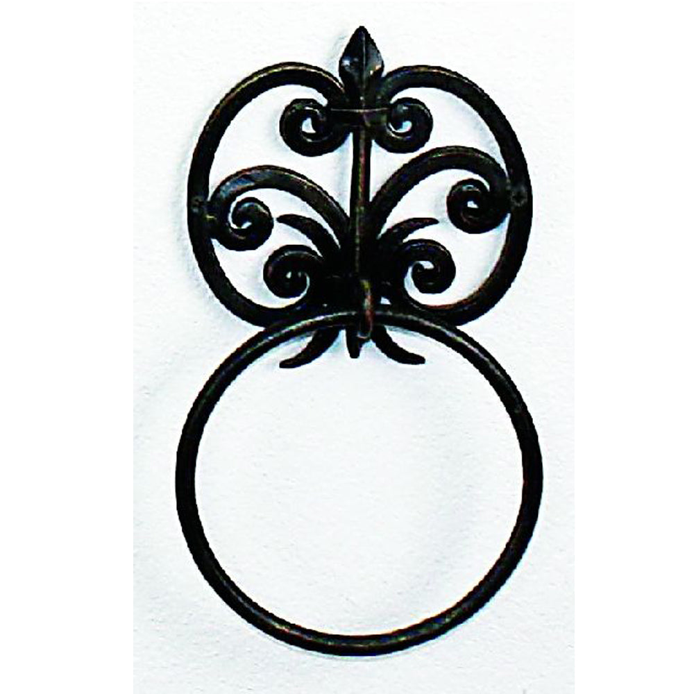 Towel Ring With Fleur De Lis Accents