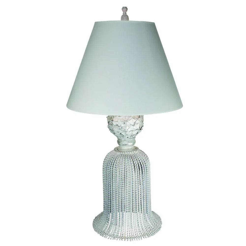 Large Burnished Silver Twisted Iron Tassel Lamp