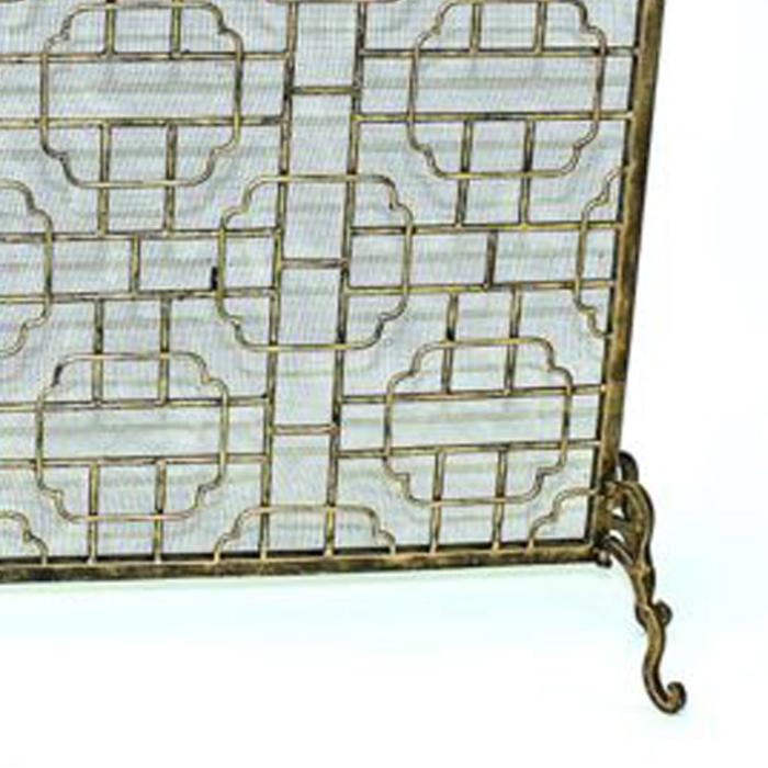 Fireplace Screen in Light Burnished Gold Geometric Design