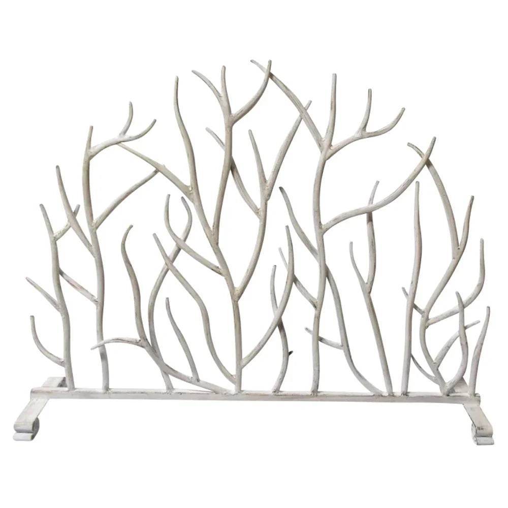 Single Panel Fireplace Screen in Antique White