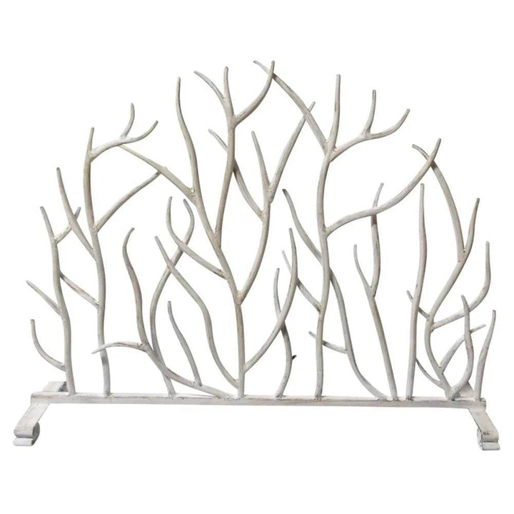 Single Panel Fireplace Screen in Antique White