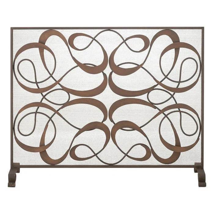 Single Panel Contemporary Fireplace Screen Dark Gold