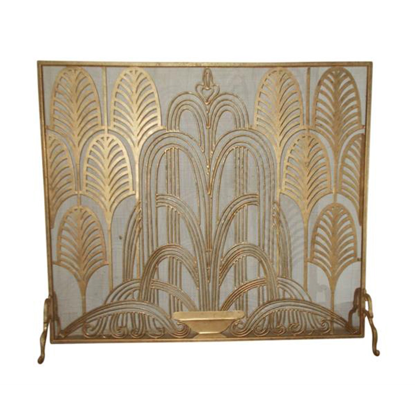 Single Panel Fireplace Screen Italian Gold Art Deco Design