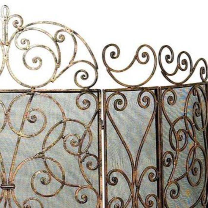 5-Panel Antique Gold Fireplace Screen