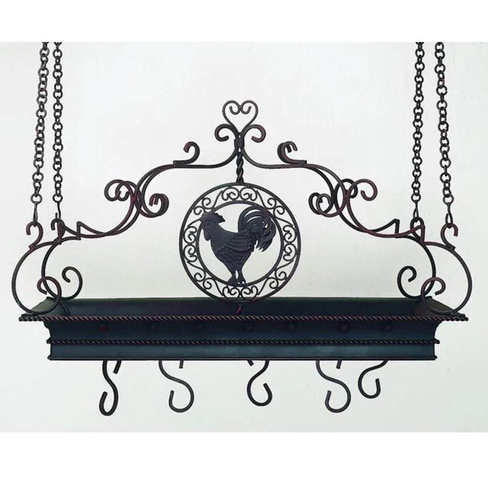 Wrought Iron Pot Holder with Farmhouse Antique Brown Finish