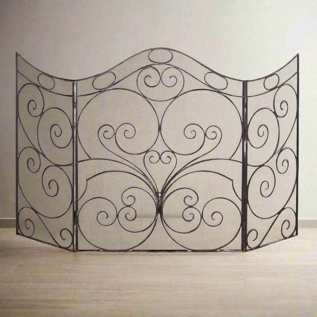 Large Antique Brown Fireplace Screen