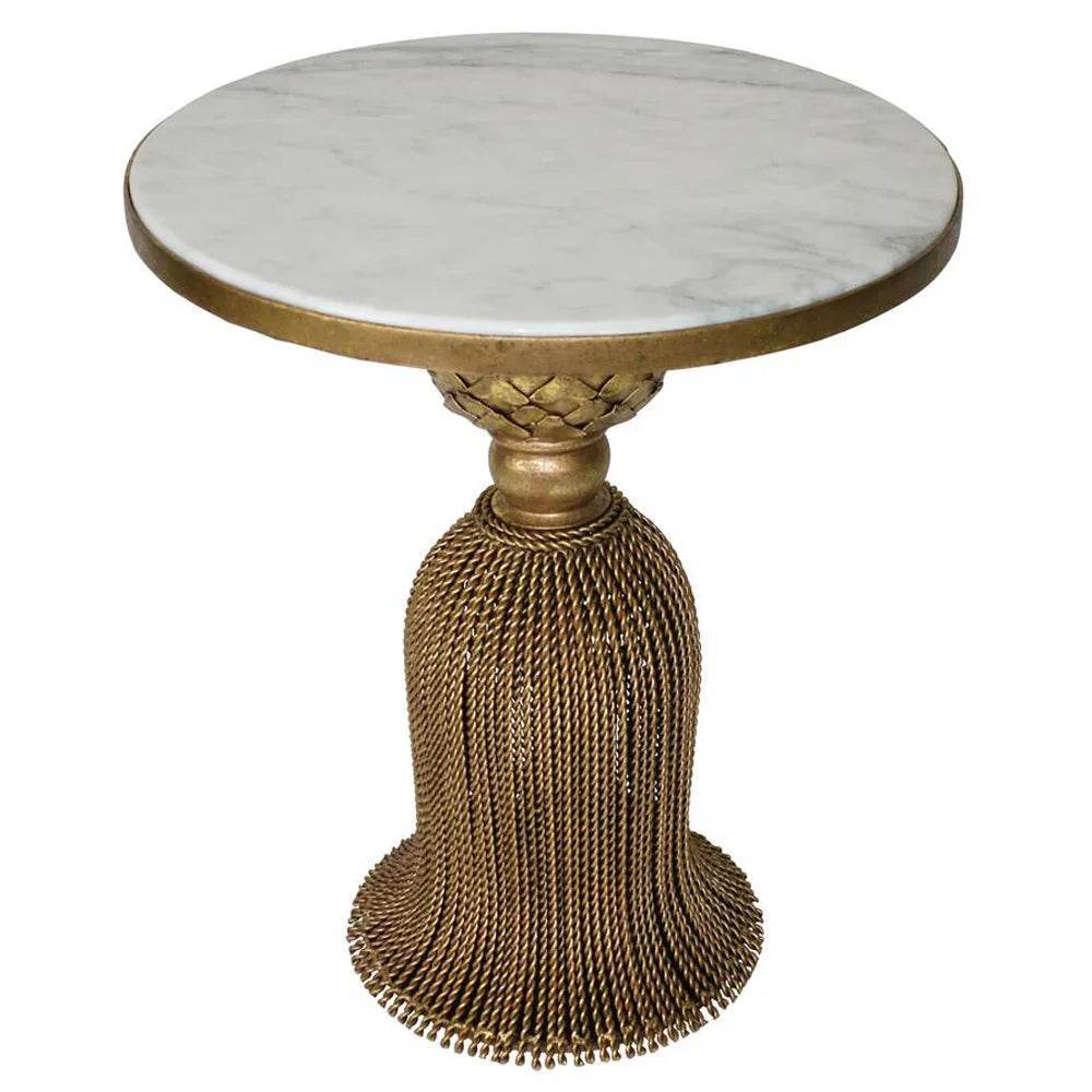 Luxury Italian Gold & White Marble Side Table – Elegant Accent