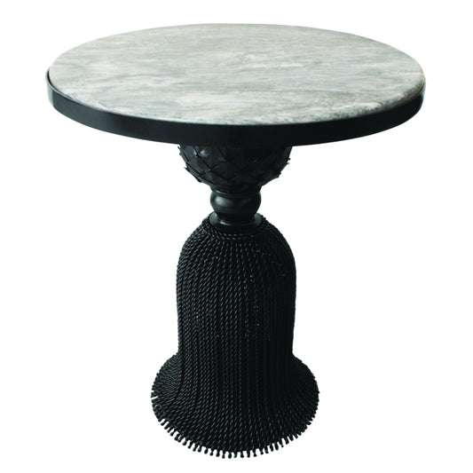 Black Twisted Iron Table with Gray Marble Top