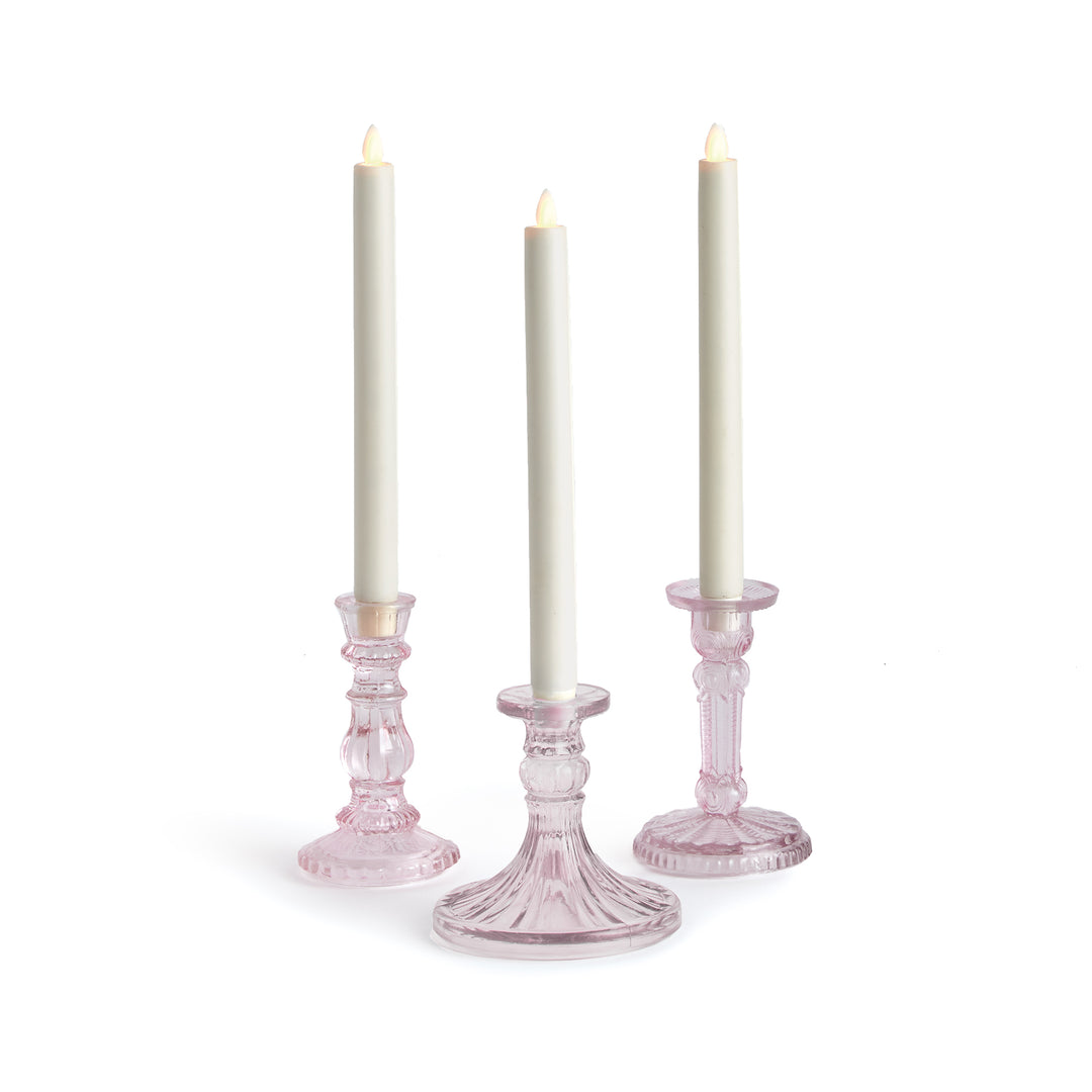 Estella Pink Taper Holders Small, Set Of 3
