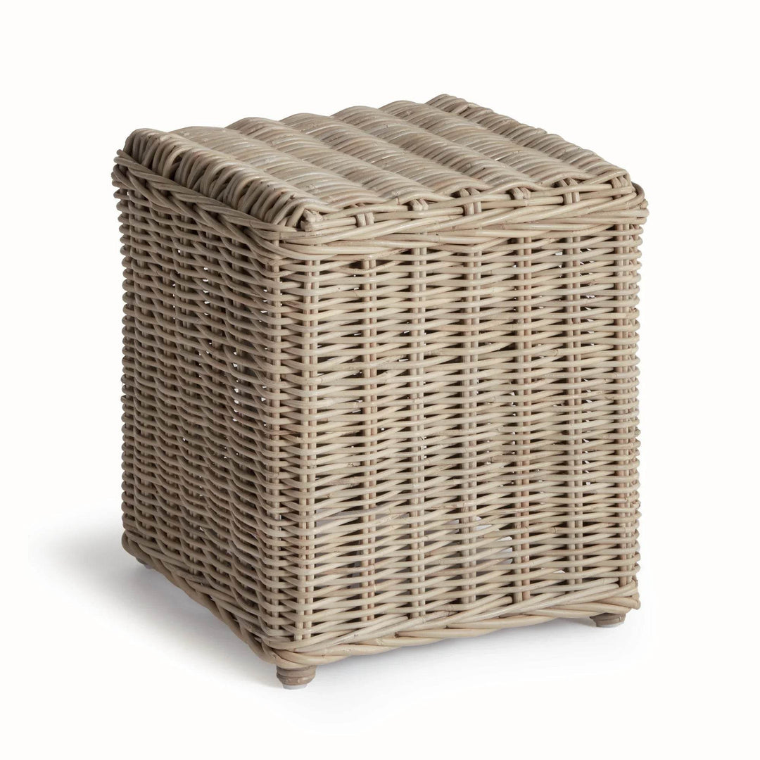 Handwoven Warm Gray Rattan Stool for Home Décor