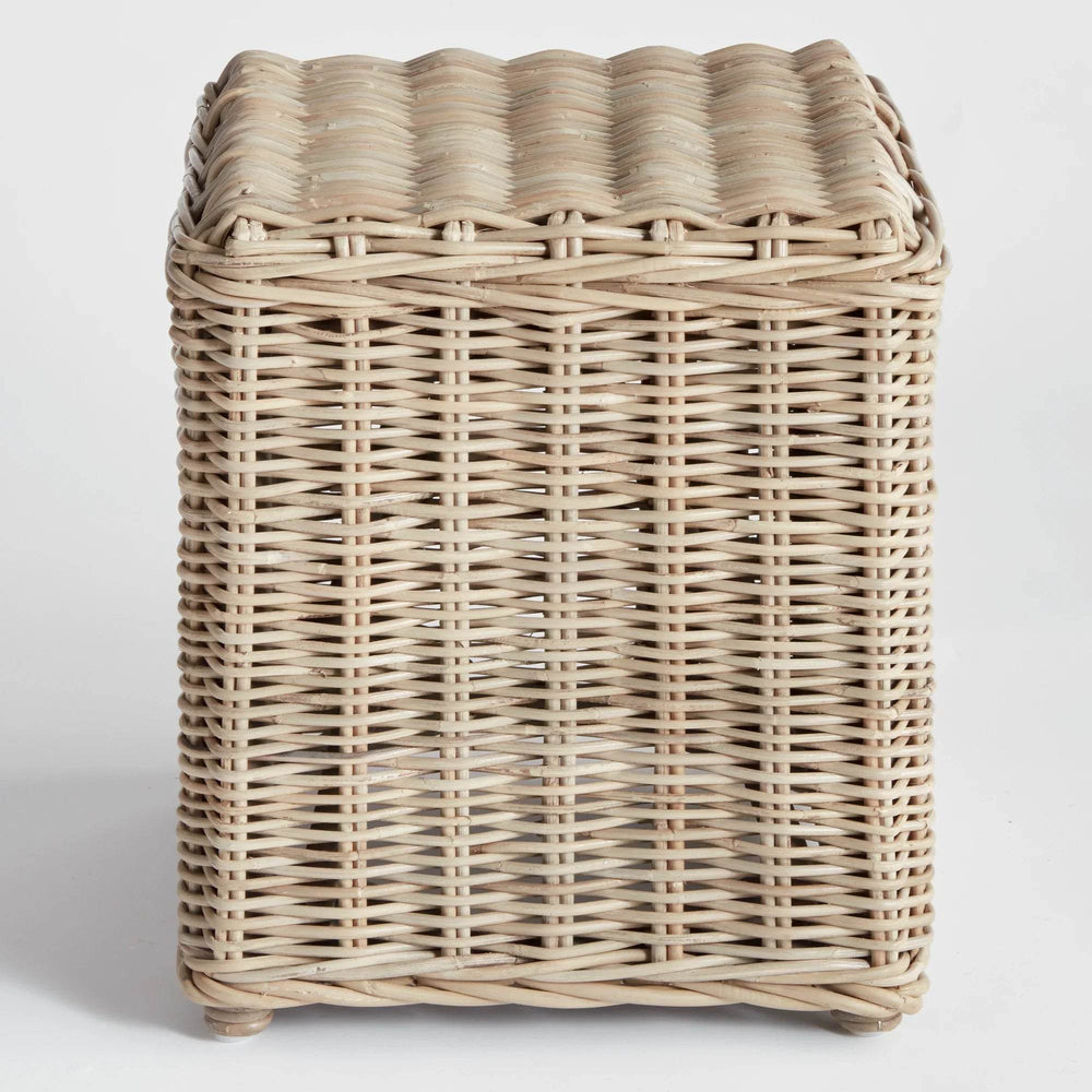 Handwoven Warm Gray Rattan Stool for Home Décor