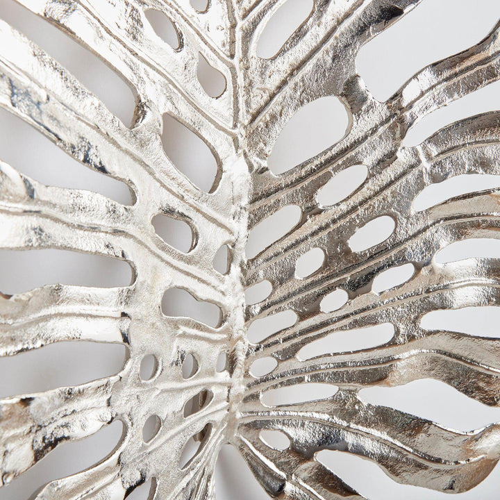 Silver Small Leaf Wall Decor Cast Aluminum Modern Accent