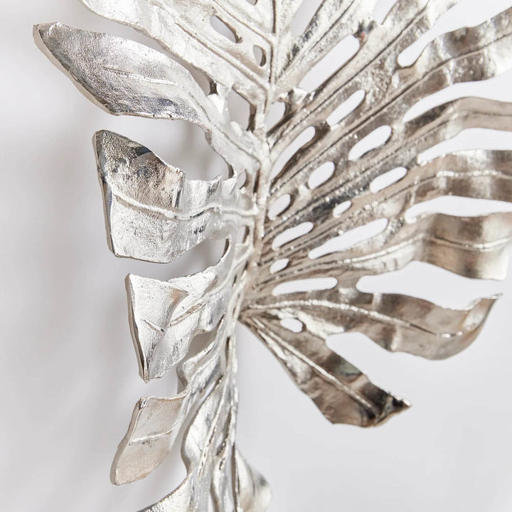 Silver Leaf Wall Decor Cast Aluminum Large Statement Accent