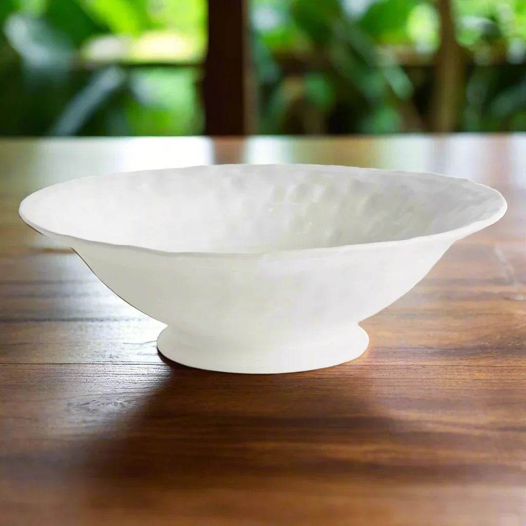 Large Handmade Tuscan Decorative Bowl - White Ceramic