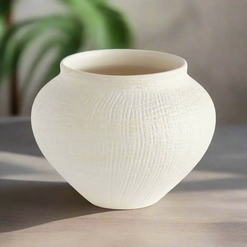 Modern Matte White Ceramic Pot - Stylish Minimalist Planter