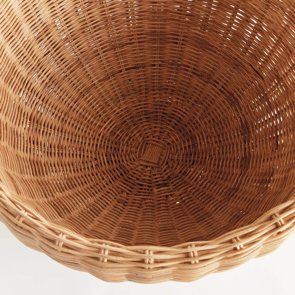 Natural Rattan Boho Footed Bowl - Large Centerpiece