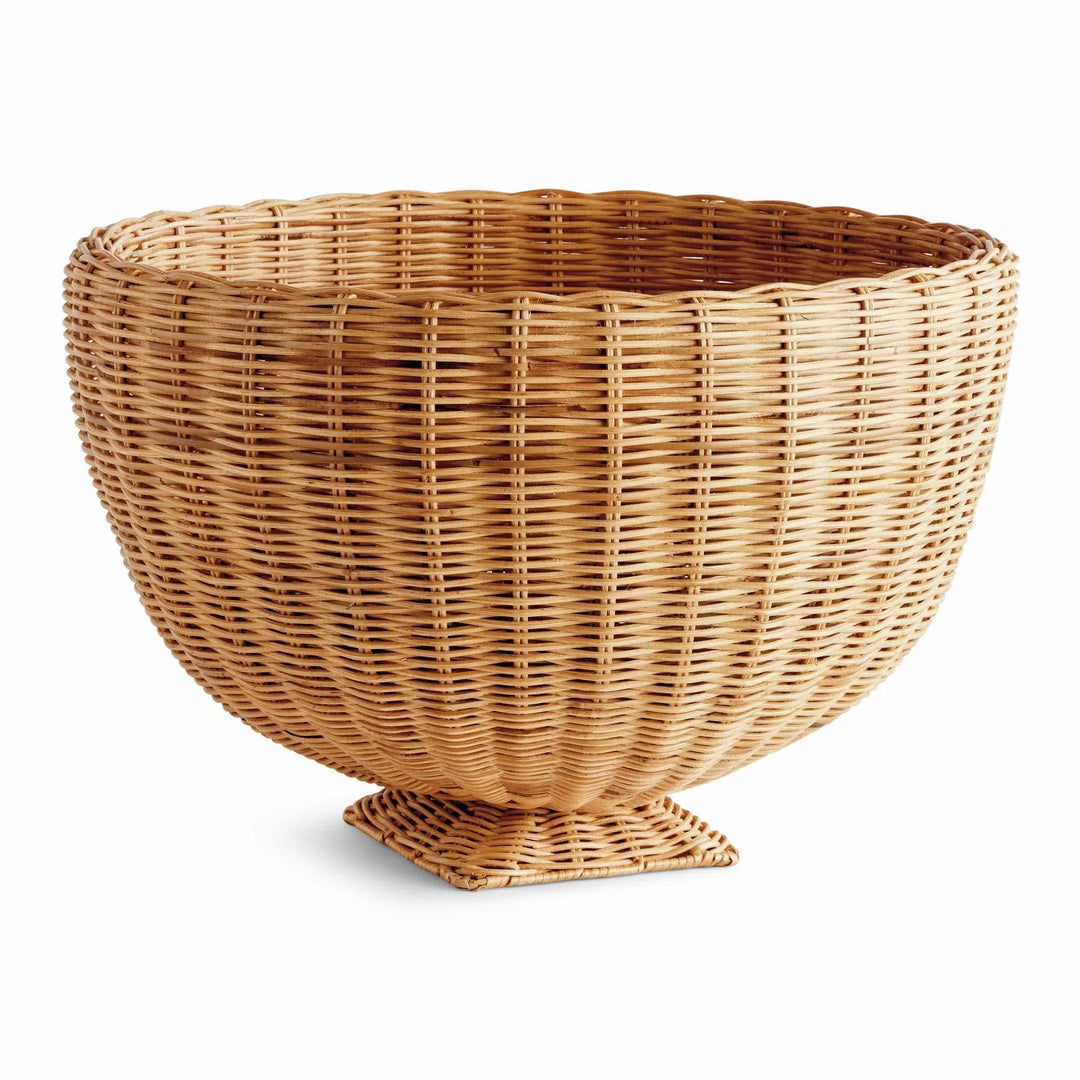 Natural Rattan Boho Footed Bowl - Large Centerpiece