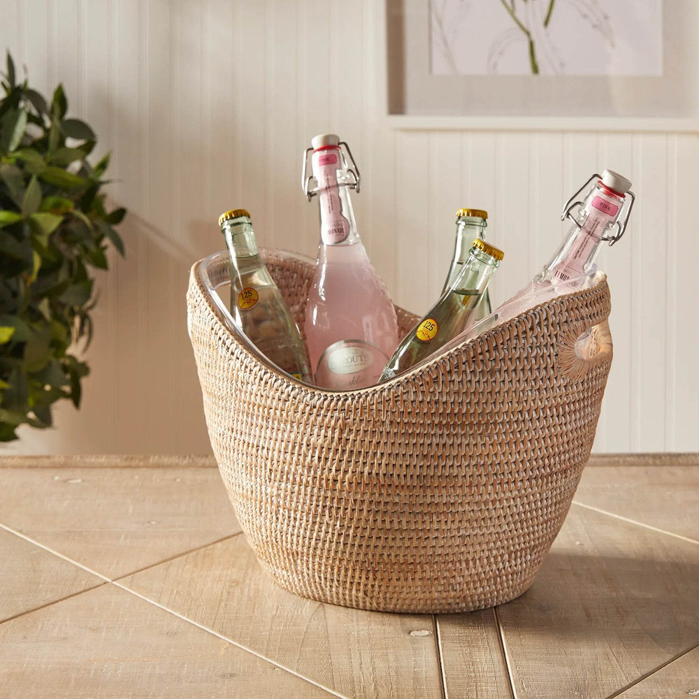 Elegant Burma Rattan Beverage Tub With Insert - Delamere Design
