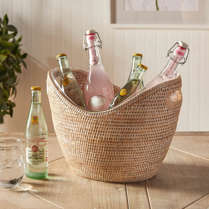 Elegant Burma Rattan Beverage Tub With Insert - Delamere Design