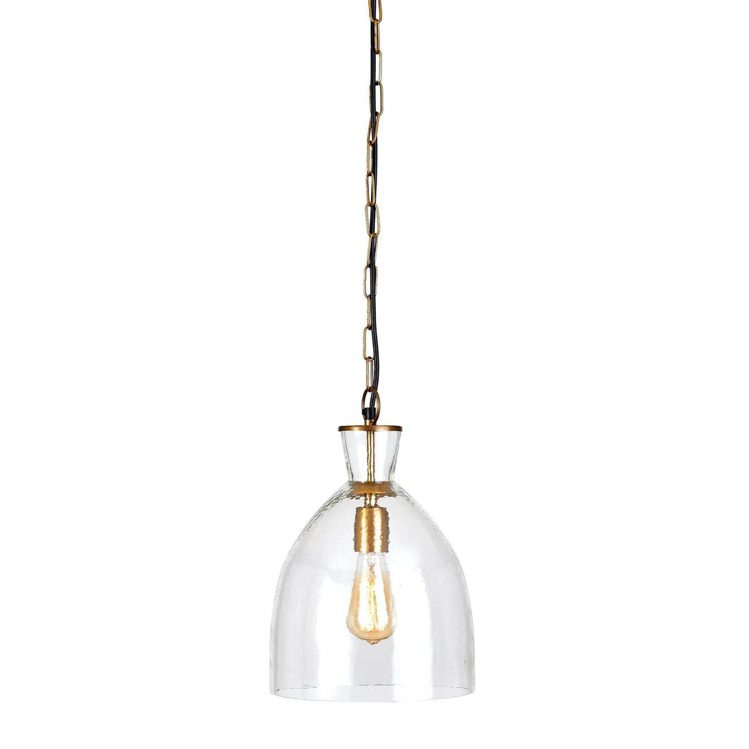 Traditional Small Brass and Seeded Glass Island Pendant Lighting