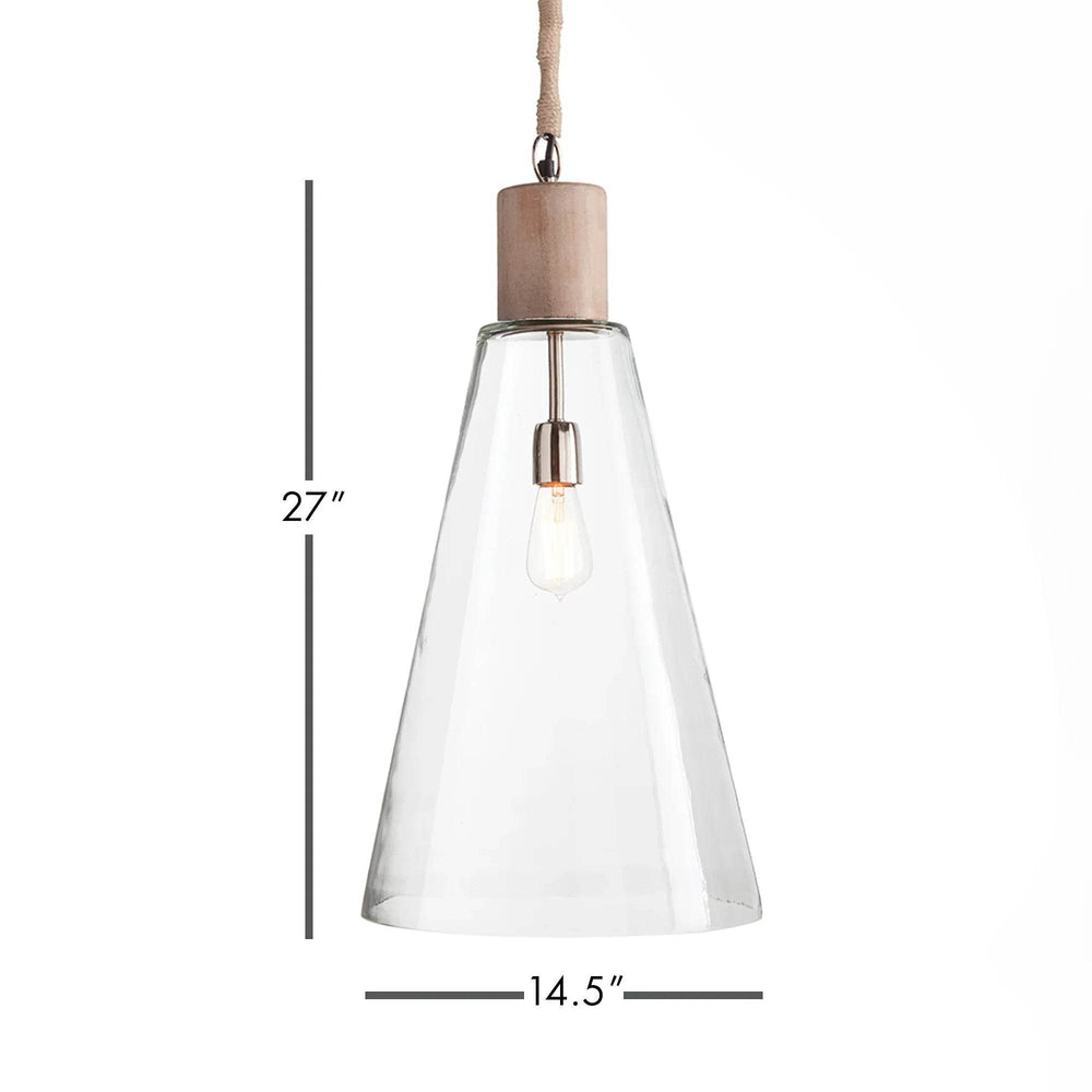 Timeless Glass Island Pendant Light With Whitewashed Wood - Delamere Design