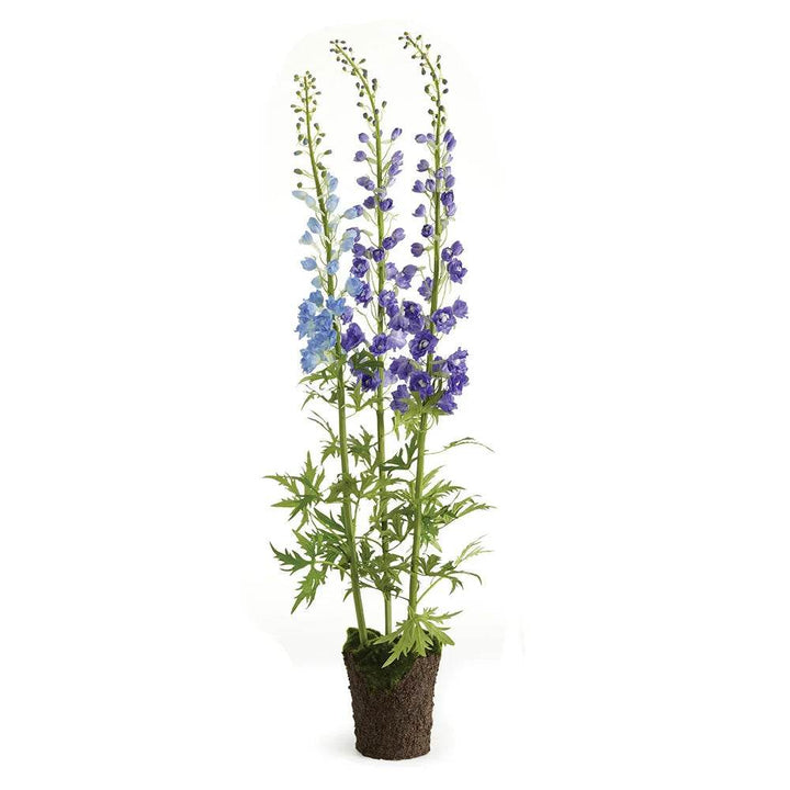 all faux delphinium plant with layered blue and purple blooms and realistic green stem – Modern Cottage